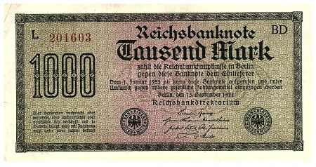 Allemagne 1000 Mark Vert, lilas - 1922 - série L-BD