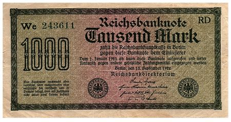 Allemagne 1000 Mark Vert, lilas - 1922 - série We-RD