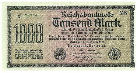 Allemagne 1000 Mark Vert, lilas - 1922 - série X-MK