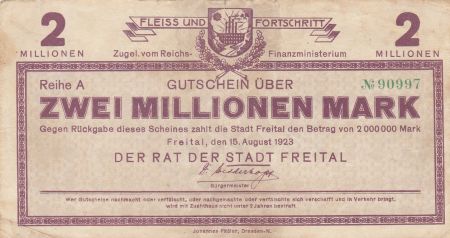 Allemagne 2 millions de Mark - Ville de Freital - Reihe A - 1923