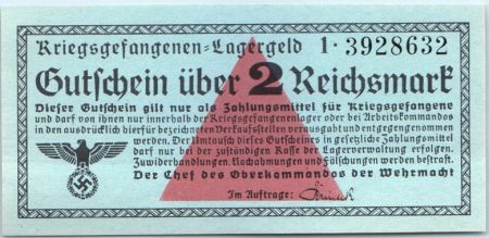 Allemagne 2 Reichmark , Camp de Prisonniers - 1940-45 - Rosenberg 519