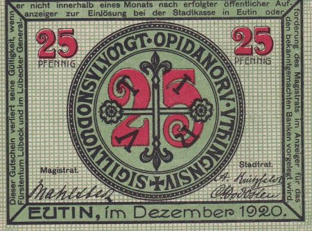 Allemagne 25 Pfennig - Eutin - Notgeld - 1920