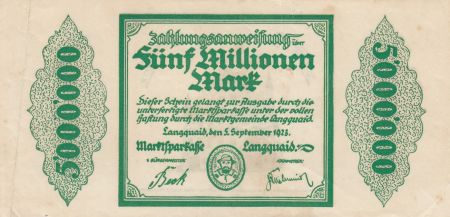 Allemagne 5 millions de mark - Etat de Langquaid - Numéro 28793 - 1923