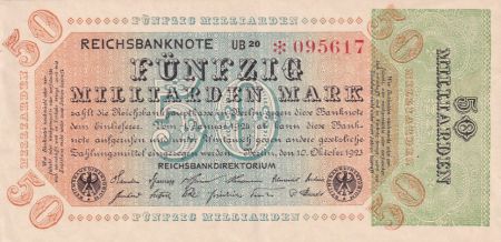 Allemagne 50 Milliarden Mark  - Reichsbanknote 1923 - Série UB 20 - * 095617