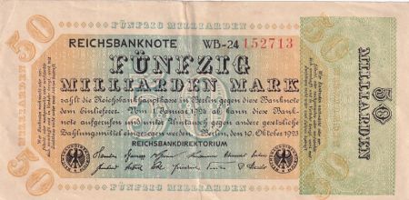 Allemagne 50 Milliarden Mark  - Reichsbanknote 1923 - Série WB-24