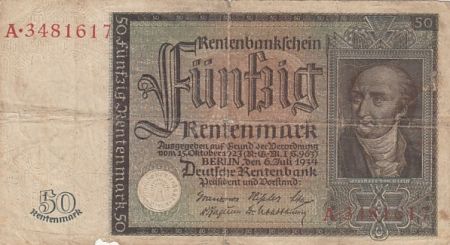 Allemagne 50 Rentenmark - Freiherr vom Stein - 06-07-1934