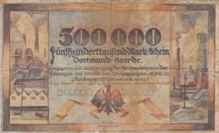 Allemagne 500 000 mark - Etat de Dortmund - Série C - 1923