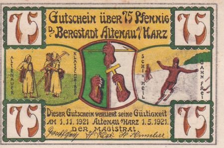 Allemagne 75 Pfennig - Altenau am Harz - Notgeld - 1921