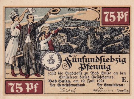 Allemagne 75 Pfennig - Sulza - Notgeld - 1921