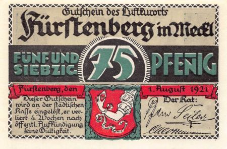 Allemagne ALLEMAGNE  FÜRSTENBERG - 75 PFENNIG 1921