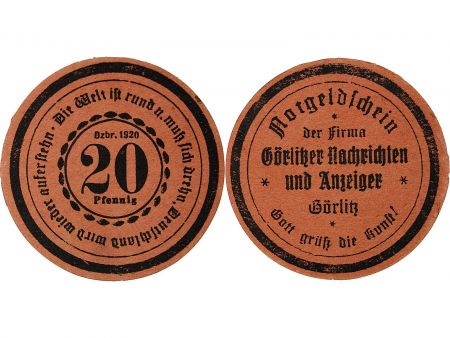 Allemagne ALLEMAGNE  GÖRLITZ - 20 PFENNIG 1920