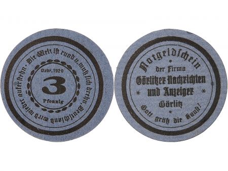 Allemagne ALLEMAGNE  GÖRLITZ - 3 PFENNIG 1920