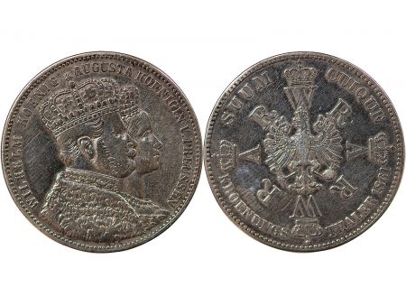 Allemagne ALLEMAGNE, PRUSSE, GUILLAUME I - THALER, COURONNEMENT DU ROI, ARGENT - 1861 BERLIN