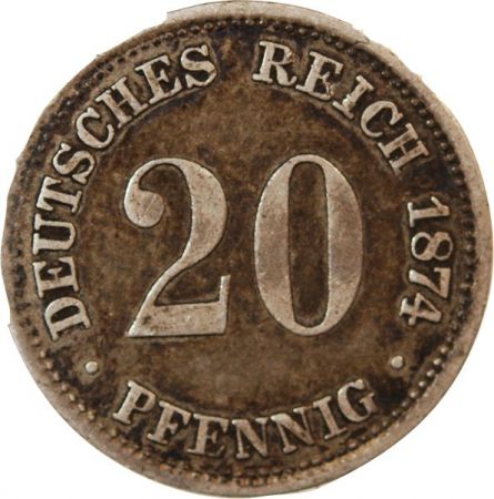 Allemagne ALLEMAGNE  WILHELM I - 20 PFENNIG ARGENT 1874 A BERLIN