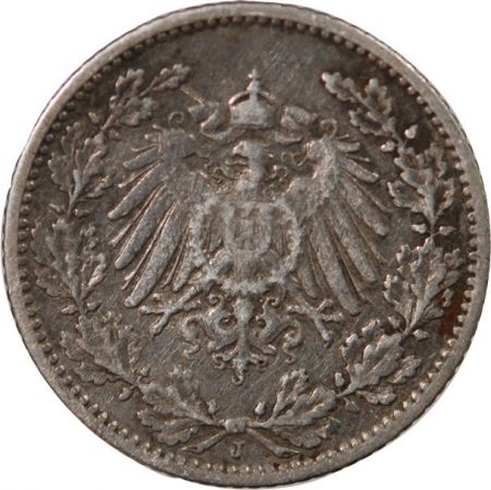 Allemagne ALLEMAGNE, WILHELM II - 1/2 MARK ARGENT 1905 J HAMBOURG