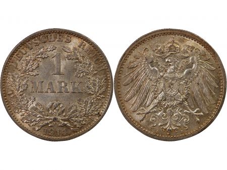 Allemagne ALLEMAGNE, WILHELM II - 1 MARK ARGENT 1914 E MÜLDENHUTTEN