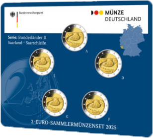 Allemagne Blister 5 X 2 Euros Commémo. BU - Saarland - Boucle de la Saar (5 Ateliers)