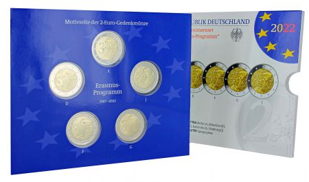 Allemagne BLISTER BE 5 X 2 Euros Commémo. Allemagne 2022 - 35 ans du Programme ERASMUS (5 Ateliers)