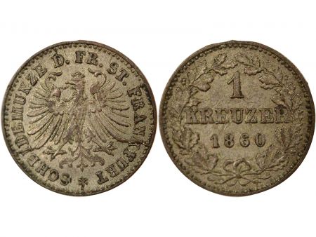 Allemagne Francfort - 1 Kreuzer Argent - 1860