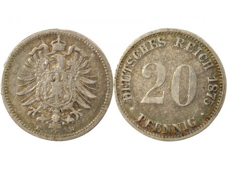 Allemagne Guillaume I - 20 Pfennig Argent - 1875 E Muldenhütten