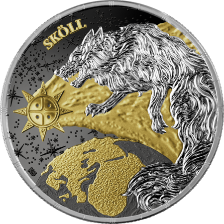 Allemagne Hati & Sköll - 2 X 5 Marks Argent Ruthénium-Or Germania 2024 (Ragnarök)