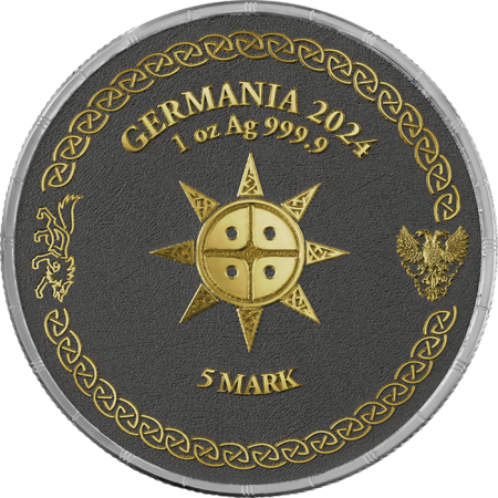 Allemagne Hati & Sköll - 2 X 5 Marks Argent Ruthénium-Or Germania 2024 (Ragnarök)