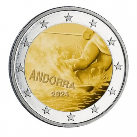 Andorre 2 EUROS COMMÉMO. 2024 - 100 ans de Ski en Andorre