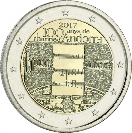 Andorre 2 EUROS COMMÉMO. Andorre 2017 - 100ème anniversaire de l\'hymne andorran