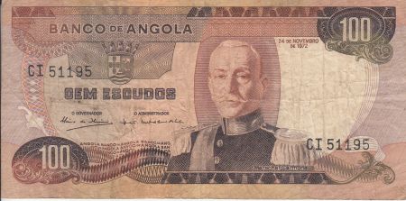 Angola 100 Escudos - M. Carmona - Palmier dattier  - 24-11-1972 - Séries diverses