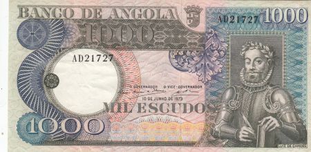 Angola 1000 Escudos - L. de Camoes - Cascade - 10-06-1973 - Série AD