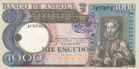 Angola 1000 Escudos - L. de Camoes - Cascade - 10-06-1973 - Série AP