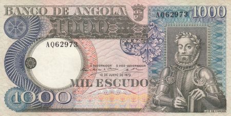 Angola 1000 Escudos - L. de Camoes - Cascade - 10-06-1973 - Série AQ