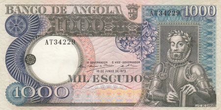 Angola 1000 Escudos - L. de Camoes - Cascade - 10-06-1973 - Série AT