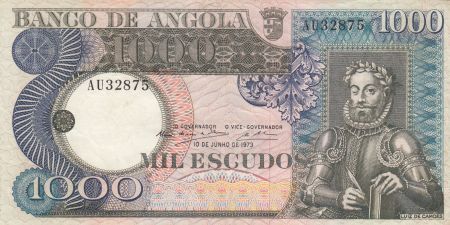 Angola 1000 Escudos - L. de Camoes - Cascade - 10-06-1973 - Série AU