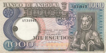 Angola 1000 Escudos - L. de Camoes - Cascade - 10-06-1973 - Série AY