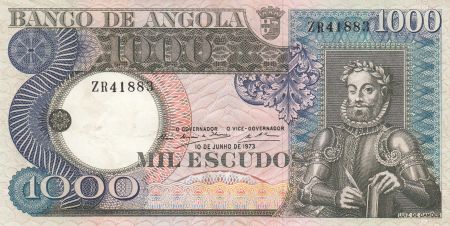 Angola 1000 Escudos - L. de Camoes - Cascade - 10-06-1973 - Série ZR