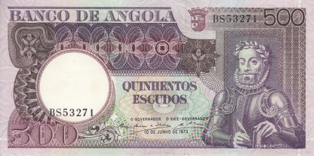 Angola 500 Escudos -  L. de Camoes - Rochers - 10-06-1973 - Série BS