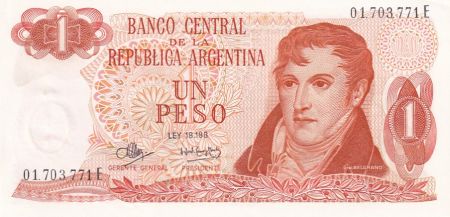 Argentine 1 Peso Général Manuel Belgrano - Bariloche-Llao-Llao - 1970-1973- Série F