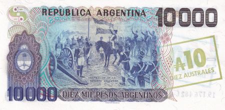 Argentine 10 Australes / 10000 Pesos Argentinos, M. Belgrano - Création de drapeau - Lettre C