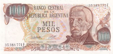 Argentine 1000 Pesos - Gen. San Martin - ND (1979-1980) - Série F