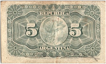 Argentine 5 Centavos, Nicolas Avellaneda - 1891 - TB+ - P.209 Série K