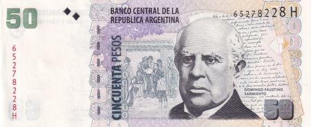 Argentine 50 Pesos - Domingo F. Sarmiento - Maison du Gouverment - ND (2014) - Série H