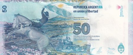 Argentine 50 Pesos - Iles Malouines - Cavalier - ND (2015) - Série B