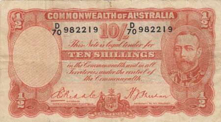 Australie 10 Shillings - George V - Travailleurs - 1936-1939 - Série D70