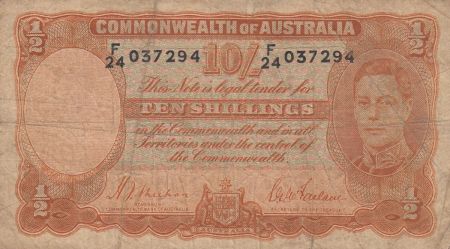 Australie 10 Shillings - George VI - Travailleurs - 1939