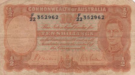 Australie 10 Shillings - George VI - Travailleurs - Série F/22 - 1939