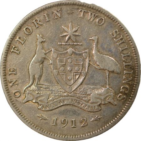 Australie AUSTRALIE, GEORGE V - FLORIN ARGENT 1912 LONDRES