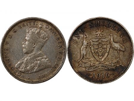 Australie AUSTRALIE, GEORGE V - SHILLING ARGENT 1916 M MELBOURNE