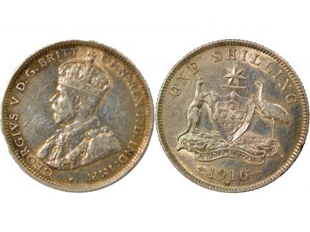 Australie AUSTRALIE, GEORGE V - SHILLING ARGENT 1916 M MELBOURNE