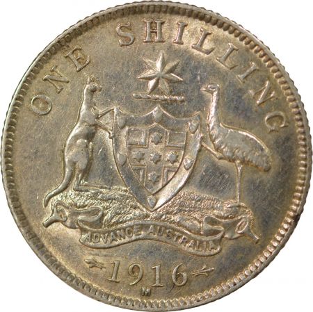 Australie AUSTRALIE, GEORGE V - SHILLING ARGENT 1916 M MELBOURNE